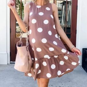 LOFT Polka Dot‎ tie back ruffle hem swing dress Sleeveless Sz XS